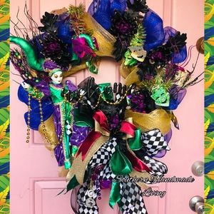 Mardi Gras handmade wreath
